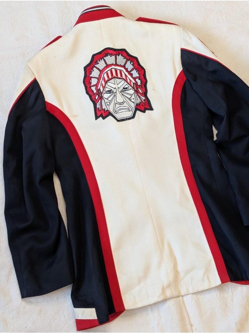 Vintage 50s 60s Whipcord Embroidered Marching Band Zip Jacket DeMoulin Bros SM